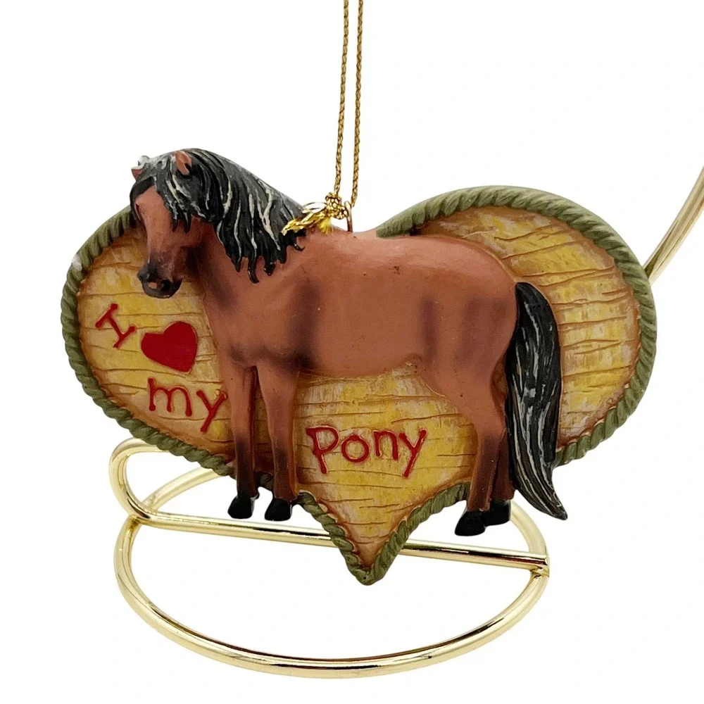 Kurt Adler Western Horse Ornaments Lot of 7 Cowboy Cowgirl Pony Resin 2000s Tags